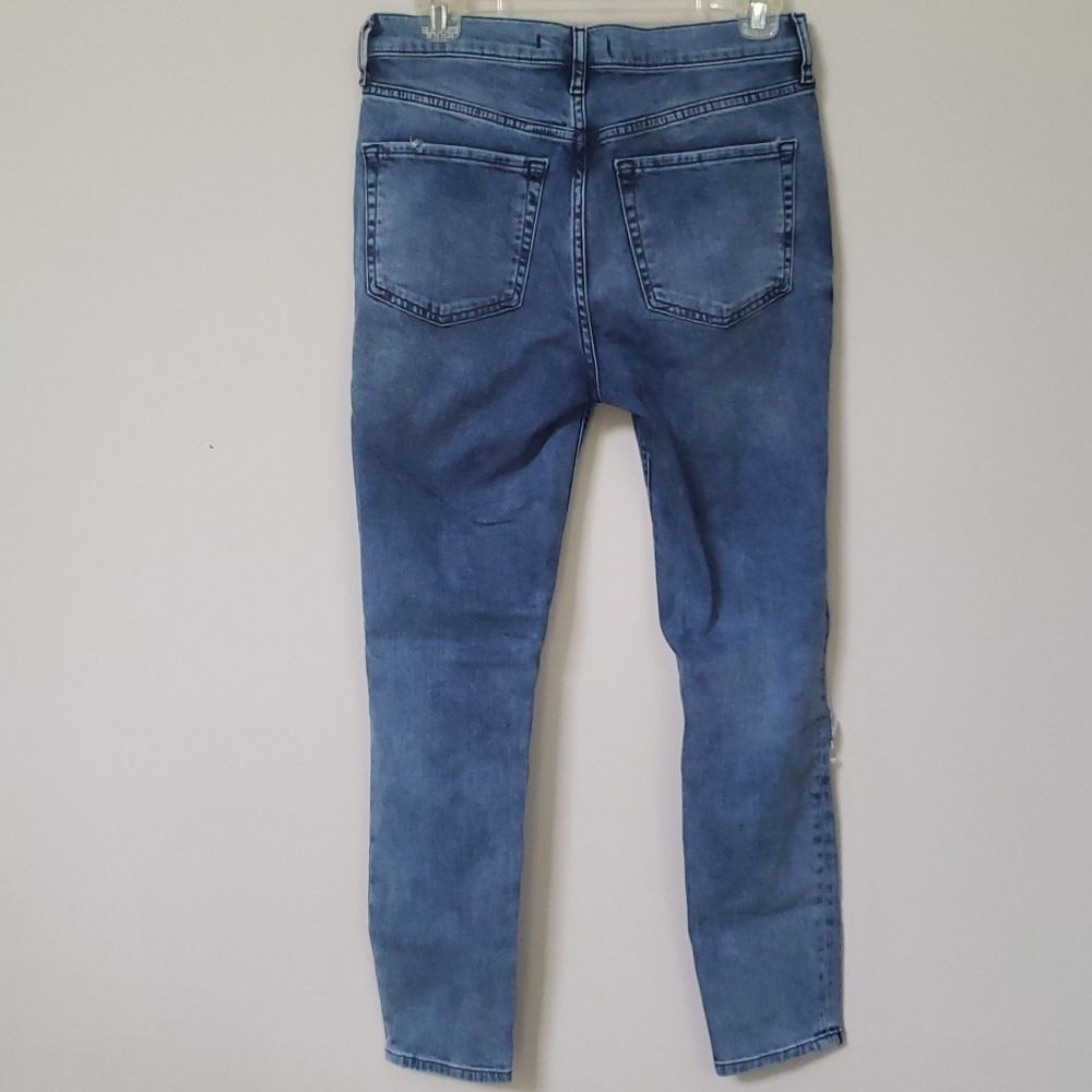 Free People Jeans Womens sz 29 High Waist Distressed Denim Blue - Picture 3 of 6